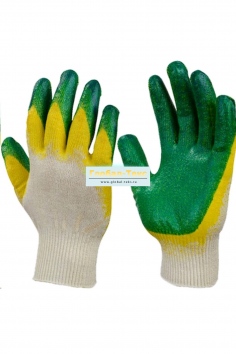 фото Перчатки трикотажные с 2-ым латексным обливом (зеленые) №ЛТК-П-109